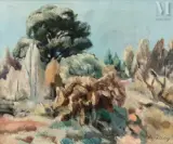 Paysage provençal circa 1930 by Léopold Lévy, Huile sur toile, sold Nov 2021