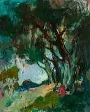 Promenade à l’orée du bois, circa 1940 by Seweryn Szrajer, Huile sur toile, sold Nov 2021