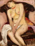 Jeune femme au collier rouge by Isaac Lichtenstein, Huile sur carton marouflé sur carton, sold Nov 2021