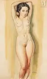 Nu féminin debout by David Olère, Aquarelle sur papier, sold Nov 2021