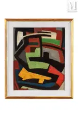 Opus 342 by Gérard Ernest Schneider, 1947, Huile sur panneau, sold Jun 2021
