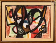 Sans titre by Jean-Michel Atlan, 1958, Détrempe à l'huile sur carton, sold Jun 2021