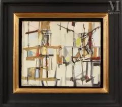 Composition by Maria Helena Vieira da Silva, 1951, Huile sur toile, sold Jun 2021