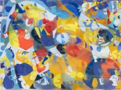 Composition by Joe Downing, Gouache sur papier, sold Jun 2021