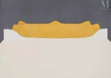 Land by Horia Damian, 1976, Gouache et crayon de couleur sur papier, contrecollé sur carton, sold Jun 2021