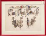 Cavaliers et acrobates by Sakti Burman, Encre et aquarelle sur papier, sold Jun 2021