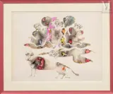 Chat et acrobates by Sakti Burman, Encre et aquarelle sur papier, sold Jun 2021