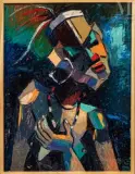 Sans titre by Louis Koyongonda, Huile sur carton, sold Jun 2021