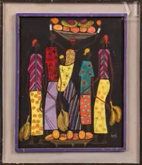 Sans titre by François Iloki, Huile sur isorel, sold Jun 2021