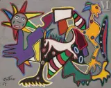 Sans titre by Marcel Gotène, 1961, Huile sur isorel, sold Jun 2021
