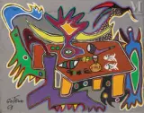 Sans titre by Marcel Gotène, 1961, Huile sur isorel, sold Jun 2021