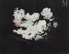 Composition LTG 066 by Léon Arthur Tutundjian, 1926, Gouache et encre sur papier noir, sold Jun 2021