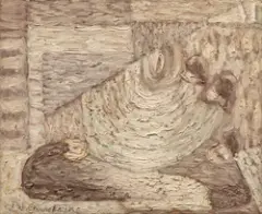 Composition by Serge Charchoune, Huile sur toile d'origine, sold Jun 2021