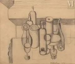 Composition, nature morte 1921 by Amédée Ozenfant, Crayon, sold Jun 2021