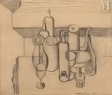 Composition, nature morte 1921 by Amédée Ozenfant, Crayon, sold Jun 2021