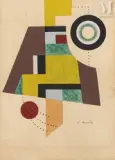 Composition abstraite by Lajos Kassák, Gouache sur papier, sold Jun 2021