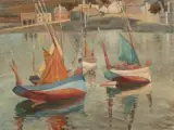Bateaux dans un paysage breton by Oleg Teslar, Huile sur toile, sold May 2021