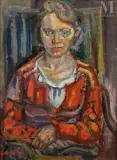 Portrait de Madame Krémègne à la Ruche by Pinchus Krémègne, Huile sur carton, sold May 2021