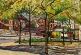 Place parisienne by Nathan Grunsweigh, Huile sur isorel, sold May 2021