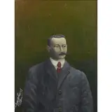 L'homme au costume gris by André Bauchant, 1926, Huile sur carton, sold Oct 2016