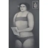 Personnage à la lettre by Georges Bru, 1986, Crayon et lavis, sold Oct 2016