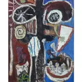 Personnage fantastique by Hugh Weiss, 1953, Huile sur toile, sold Oct 2016