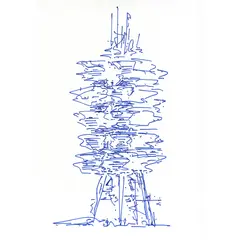 Tour Capsule by Frédéric Borel, 2015, Feutre bleu sur papier à dessin, sold Oct 2016