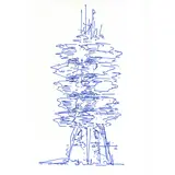 Tour Capsule by Frédéric Borel, 2015, Feutre bleu sur papier à dessin, sold Oct 2016