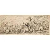 Scène de bataille by Charles Parrocel, Plume et encre brune, lavis gris, sold Jun 2016