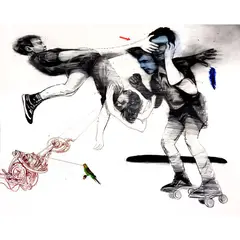 Jeux d'enfants by Mohamed Lekleti, 2016, Technique mixte sur toile et taxidermie, sold Jun 2016