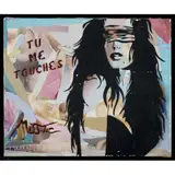 Tu me touches by Miss.Tic, Peinture aérosol et affies lacérées sur toile, sold May 2016