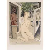 L'éventail -1968 by Paul Delvaux, Lithographie en couleurs, non signée, sold May 2016