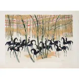 Cavaliers dans la forêt by André Brasilier, Lithographie en couleurs, épreuve d'artiste signée, sold May 2016