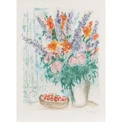 Le grand bouquet - 1963 by Marc Chagall, Lithographie en couleurs, signée et numérotée 21/50, sold May 2016
