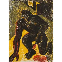 Le peintre agenouillé - 2000 by Miquel Barceló, Lithographie en couleurs, signée et numérotée 173/ 200, sold May 2016