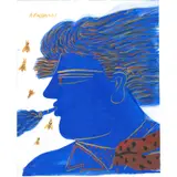 Le fumeur bleu et abeilles by Alecos Fassianos, Gouache sur papier, sold Mar 2016