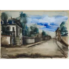Entrée du bourg, by Maurice de Vlaminck, Gouache sur papier, sold Dec 2015