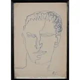 Tête d'homme by Ossip Zadkine, Crayon de couleur bleu sur papier, sold Dec 2015