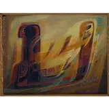 Drame conjugal by Louise Janin, 1953, Huile sur isorel, sold Dec 2015