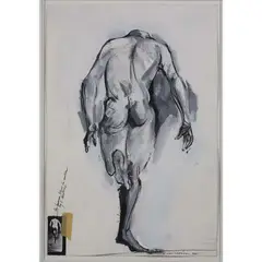 Figure athlétique by Vladimir Veličković, 1995, Gouache et photographie, sold Dec 2015