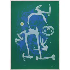 L'Illétré bleu et blanc by Joan Miró, 1969, Lithographie en couleurs, signée et numérotée 65/75 au crayon blanc, sold Dec 2015