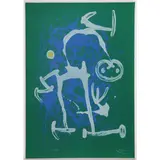 L'Illétré bleu et blanc by Joan Miró, 1969, Lithographie en couleurs, signée et numérotée 65/75 au crayon blanc, sold Dec 2015
