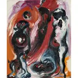 Deux personnages et crucifixion by John Christoforou, 1966, Huile sur panneau de bois, sold Nov 2015