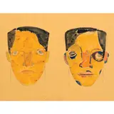 Arthur Cravan avant et après le combat avec Jack Johnson by Eduardo Arroyo, 1993, Aquarelle et mine de plomb sur papier, sold Oct 2015