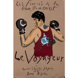 Les fincés de la banlieue ouest, le voyageur by Eduardo Arroyo, 1980, Aquarelle sur papier craft, sold Oct 2015