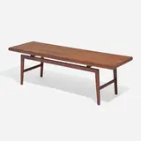 Coffee table by Peter Bordum and O.A. Nielsen, c. 1960, rosewood, brass, sold Apr 2023