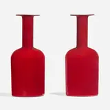 Vases from the Gulvvase series, pair by Otto Brauer, c. 1958, glass, sold Apr 2023