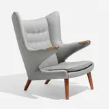 Papa Bear chair by Hans J. Wegner, 1950, upholstery, teak, sold Apr 2023
