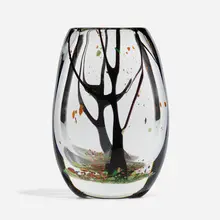 Autumn vase by Vicke Lindstrand, 1951, internally decorated hand-blown glass, sold Apr 2023