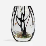 Autumn vase by Vicke Lindstrand, 1951, internally decorated hand-blown glass, sold Apr 2023